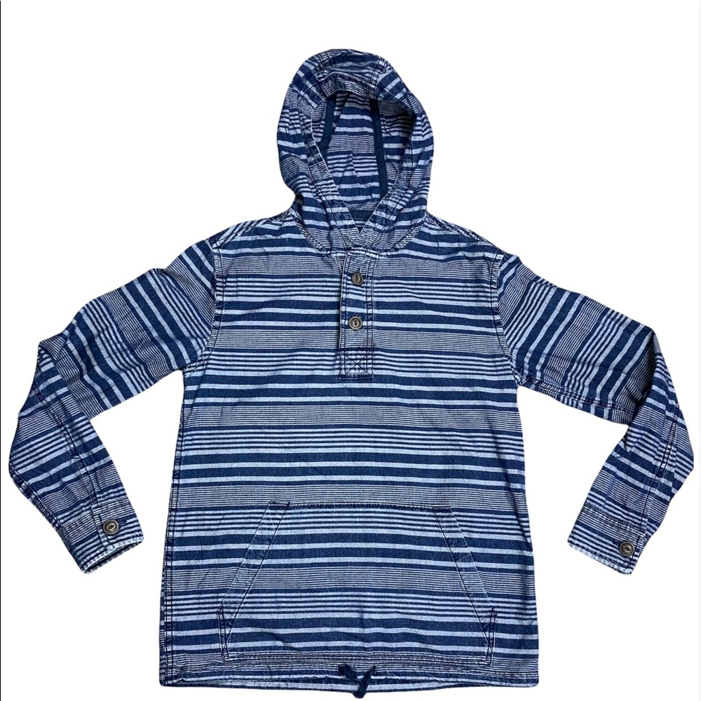 American Eagle striped denim hoodie drawstring waist size XS